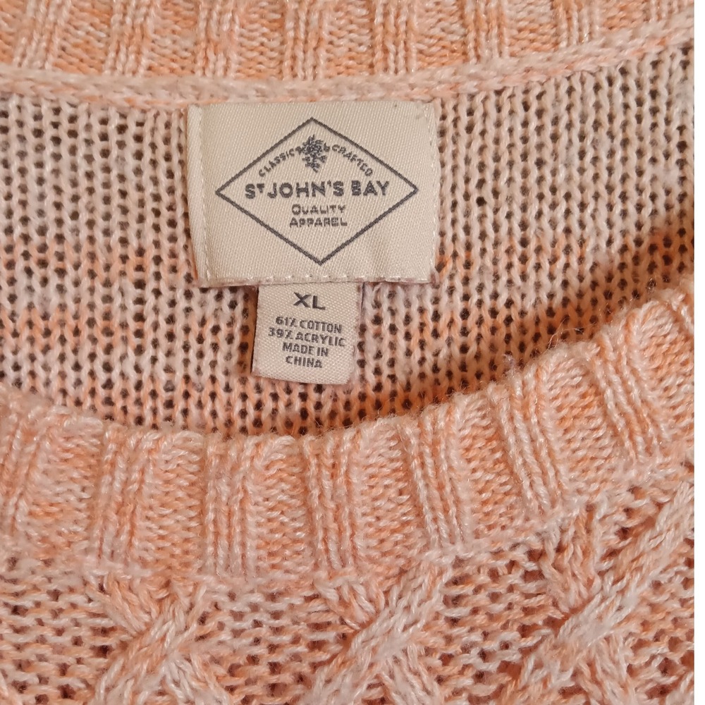 St Johns Bay Women XL Ombre Pink Cable Knit Cotton Acrylic Sweater Long Sleeve - Picture 5 of 10